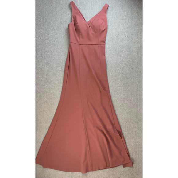 Jenny Yoo Collection Taryn Formal Dress Gown Cut Out Twist Back Cinnamon Rose 10 - Picture 1 of 10